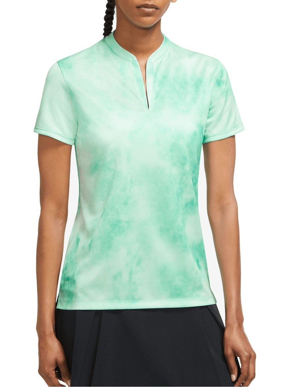 Nike Mint Green Tie-Dye Split-Neck Short Sleeve Top - Women